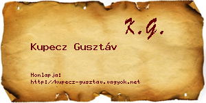 Kupecz Gusztáv névjegykártya